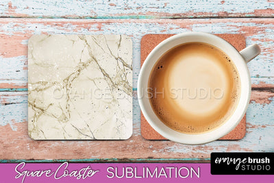 Marble Texture Square Coaster Sublimation - Marble Coaster Sublimation OrangeBrushStudio 