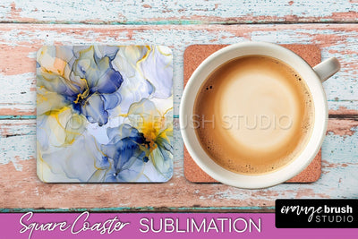 Marble Texture Square Coaster Sublimation - Marble Coaster Sublimation OrangeBrushStudio 