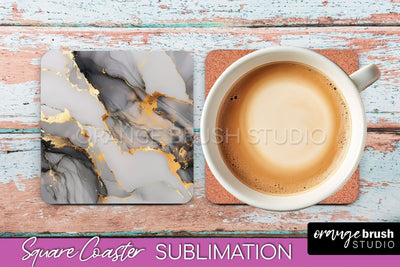 Marble Texture Square Coaster Sublimation - Marble Coaster Sublimation OrangeBrushStudio 