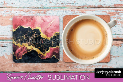 Marble Texture Square Coaster Sublimation - Marble Coaster Sublimation OrangeBrushStudio 