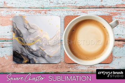 Marble Texture Square Coaster Sublimation - Marble Coaster Sublimation OrangeBrushStudio 