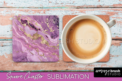 Marble Texture Square Coaster Sublimation - Marble Coaster Sublimation OrangeBrushStudio 