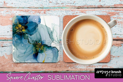 Marble Texture Square Coaster Sublimation - Marble Coaster Sublimation OrangeBrushStudio 