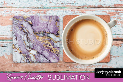 Marble Texture Square Coaster Sublimation - Marble Coaster Sublimation OrangeBrushStudio 
