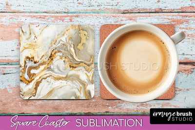 Marble Texture Square Coaster Sublimation - Marble Coaster Sublimation OrangeBrushStudio 