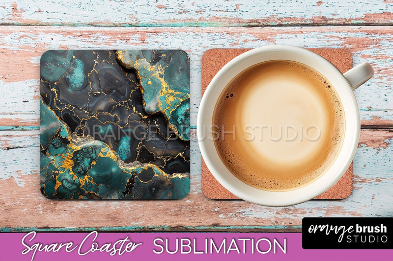 Marble Texture Square Coaster Sublimation - Marble Coaster Sublimation OrangeBrushStudio 