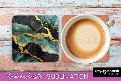 Marble Texture Square Coaster Sublimation - Marble Coaster Sublimation OrangeBrushStudio 