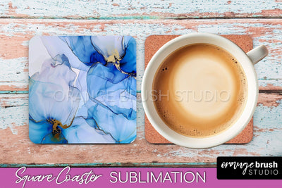Marble Texture Square Coaster Sublimation - Marble Coaster Sublimation OrangeBrushStudio 