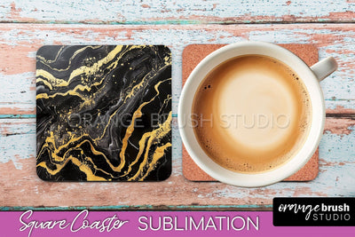 Marble Texture Square Coaster Sublimation - Marble Coaster Sublimation OrangeBrushStudio 