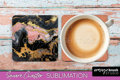 Marble Texture Square Coaster Sublimation - Marble Coaster Sublimation OrangeBrushStudio 