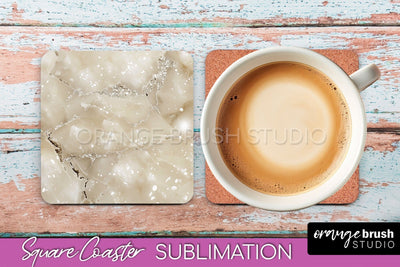 Marble Texture Square Coaster Sublimation - Marble Coaster Sublimation OrangeBrushStudio 