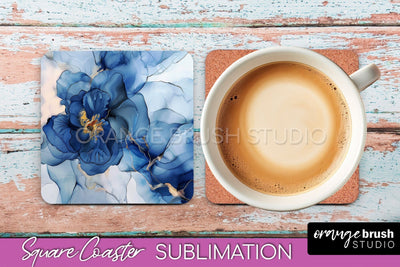 Marble Texture Square Coaster Sublimation - Marble Coaster Sublimation OrangeBrushStudio 