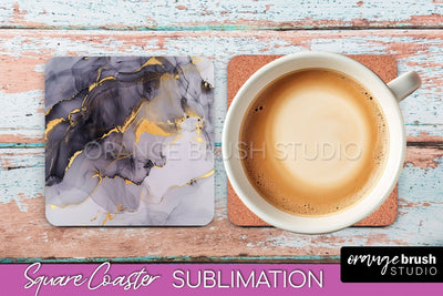 Marble Texture Square Coaster Sublimation - Marble Coaster Sublimation OrangeBrushStudio 