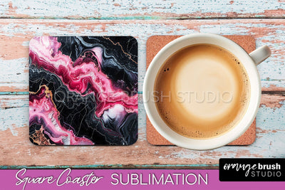 Marble Texture Square Coaster Sublimation - Marble Coaster Sublimation OrangeBrushStudio 