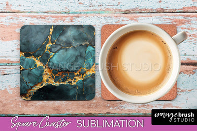 Marble Texture Square Coaster Sublimation - Marble Coaster Sublimation OrangeBrushStudio 
