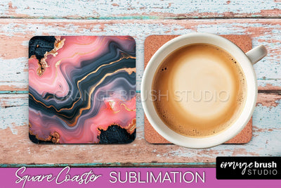 Marble Texture Square Coaster Sublimation - Marble Coaster Sublimation OrangeBrushStudio 