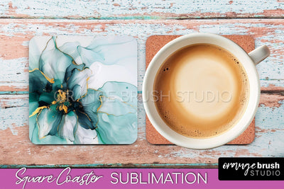 Marble Texture Square Coaster Sublimation - Marble Coaster Sublimation OrangeBrushStudio 