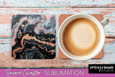 Marble Texture Square Coaster Sublimation - Marble Coaster Sublimation OrangeBrushStudio 