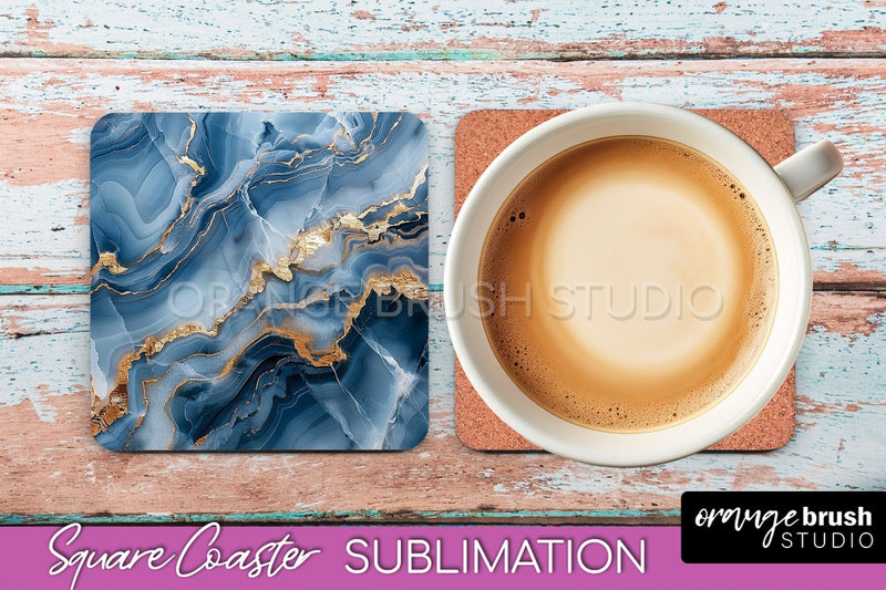 Marble Texture Square Coaster Sublimation - Marble Coaster Sublimation OrangeBrushStudio 