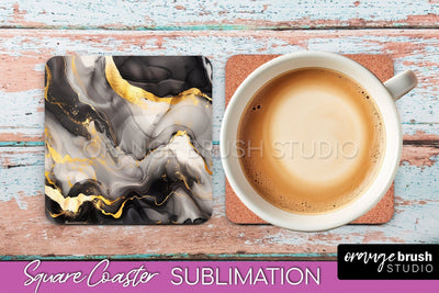 Marble Texture Square Coaster Sublimation - Marble Coaster Sublimation OrangeBrushStudio 