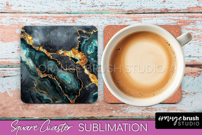 Marble Texture Square Coaster Sublimation - Marble Coaster Sublimation OrangeBrushStudio 