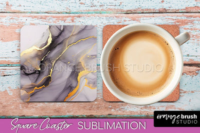Marble Texture Square Coaster Sublimation - Marble Coaster Sublimation OrangeBrushStudio 