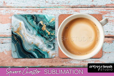 Marble Texture Square Coaster Sublimation - Marble Coaster Sublimation OrangeBrushStudio 