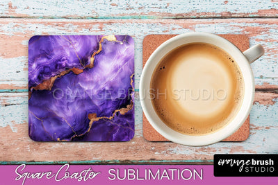 Marble Texture Square Coaster Sublimation - Marble Coaster Sublimation OrangeBrushStudio 