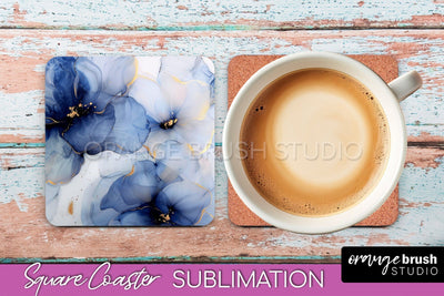 Marble Texture Square Coaster Sublimation - Marble Coaster Sublimation OrangeBrushStudio 