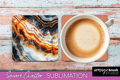Marble Texture Square Coaster Sublimation - Marble Coaster Sublimation OrangeBrushStudio 