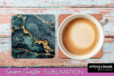 Marble Texture Square Coaster Sublimation - Marble Coaster Sublimation OrangeBrushStudio 