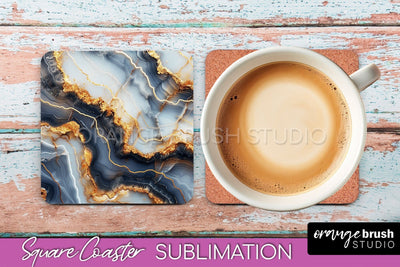 Marble Texture Square Coaster Sublimation - Marble Coaster Sublimation OrangeBrushStudio 