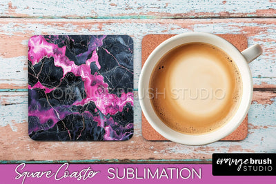 Marble Texture Square Coaster Sublimation - Marble Coaster Sublimation OrangeBrushStudio 
