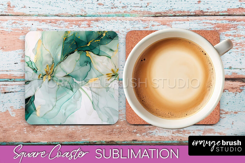 Marble Texture Square Coaster Sublimation - Marble Coaster Sublimation OrangeBrushStudio 