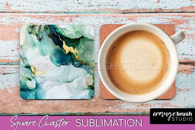 Marble Texture Square Coaster Sublimation - Marble Coaster Sublimation OrangeBrushStudio 