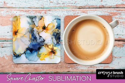 Marble Texture Square Coaster Sublimation - Marble Coaster Sublimation OrangeBrushStudio 
