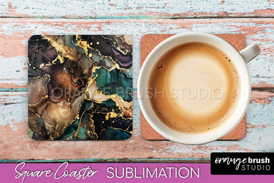 Marble Texture Square Coaster Sublimation - Marble Coaster Sublimation OrangeBrushStudio 