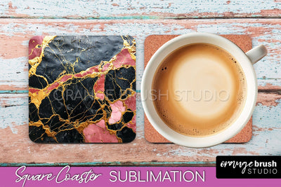 Marble Texture Square Coaster Sublimation - Marble Coaster Sublimation OrangeBrushStudio 