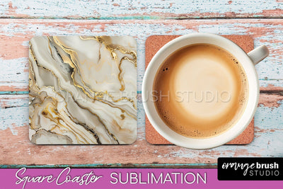 Marble Texture Square Coaster Sublimation - Marble Coaster Sublimation OrangeBrushStudio 