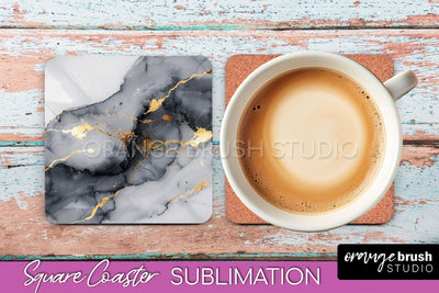 Marble Texture Square Coaster Sublimation - Marble Coaster Sublimation OrangeBrushStudio 