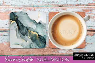Marble Texture Square Coaster Sublimation - Marble Coaster Sublimation OrangeBrushStudio 