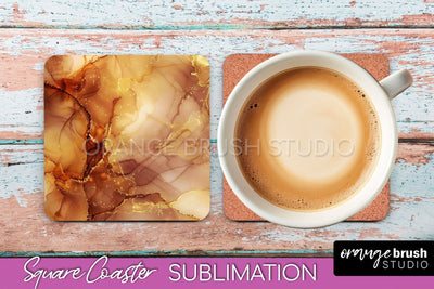 Marble Texture Square Coaster Sublimation - Marble Coaster Sublimation OrangeBrushStudio 