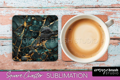 Marble Texture Square Coaster Sublimation - Marble Coaster Sublimation OrangeBrushStudio 
