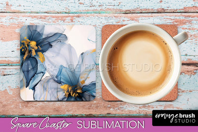Marble Texture Square Coaster Sublimation - Marble Coaster Sublimation OrangeBrushStudio 