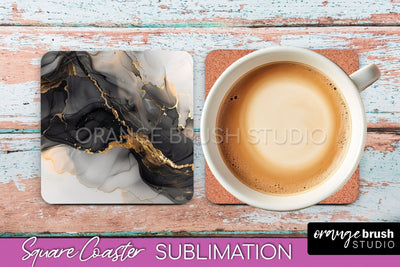 Marble Texture Square Coaster Sublimation - Marble Coaster Sublimation OrangeBrushStudio 