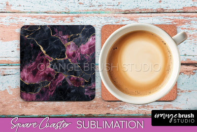 Marble Texture Square Coaster Sublimation - Marble Coaster Sublimation OrangeBrushStudio 