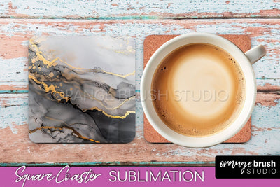 Marble Texture Square Coaster Sublimation - Marble Coaster Sublimation OrangeBrushStudio 
