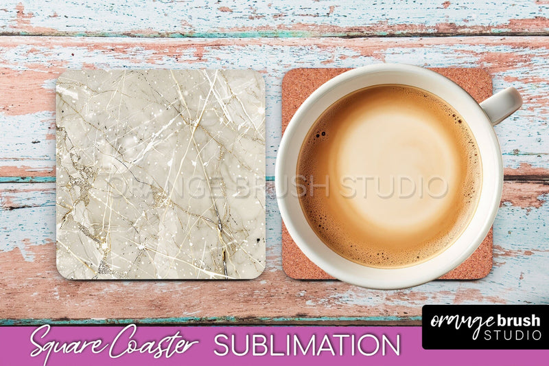Marble Texture Square Coaster Sublimation - Marble Coaster Sublimation OrangeBrushStudio 