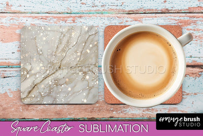 Marble Texture Square Coaster Sublimation - Marble Coaster Sublimation OrangeBrushStudio 