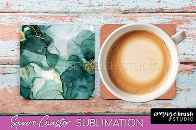 Marble Texture Square Coaster Sublimation - Marble Coaster Sublimation OrangeBrushStudio 